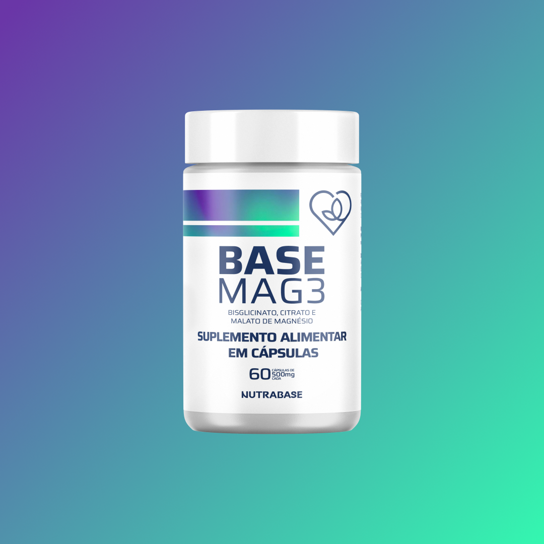 Base MAG3 500mg | Bisglicinato, Citrato + Malato de Magnésio Nutrabase - 3 Unidades
