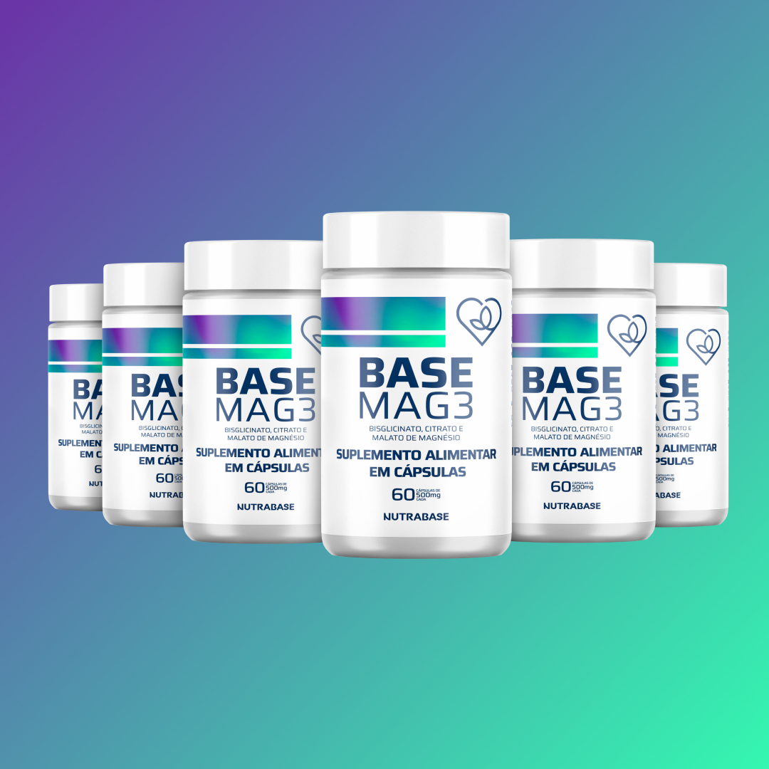 Base MAG3 500mg | Bisglicinato, Citrato + Malato de Magnésio Nutrabase - 3 Unidades