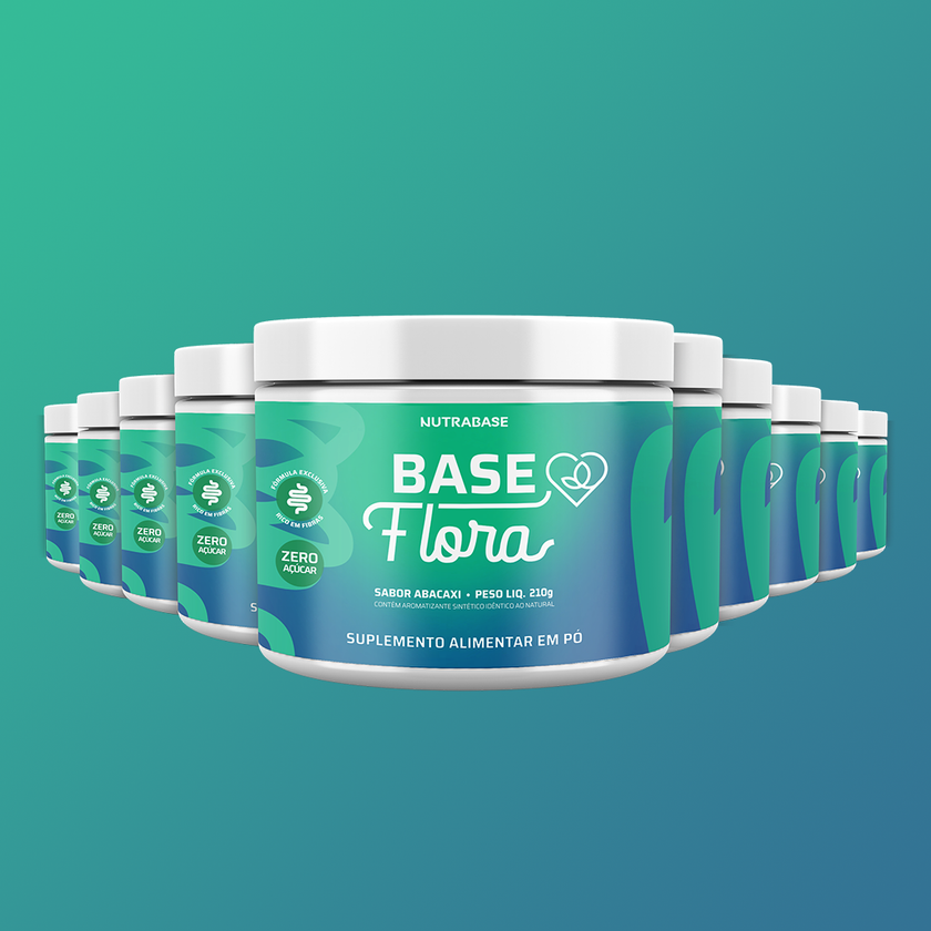 Base Flora 230g | Suplemento Sabor Abacaxi Nutrabase - 10 Unidades