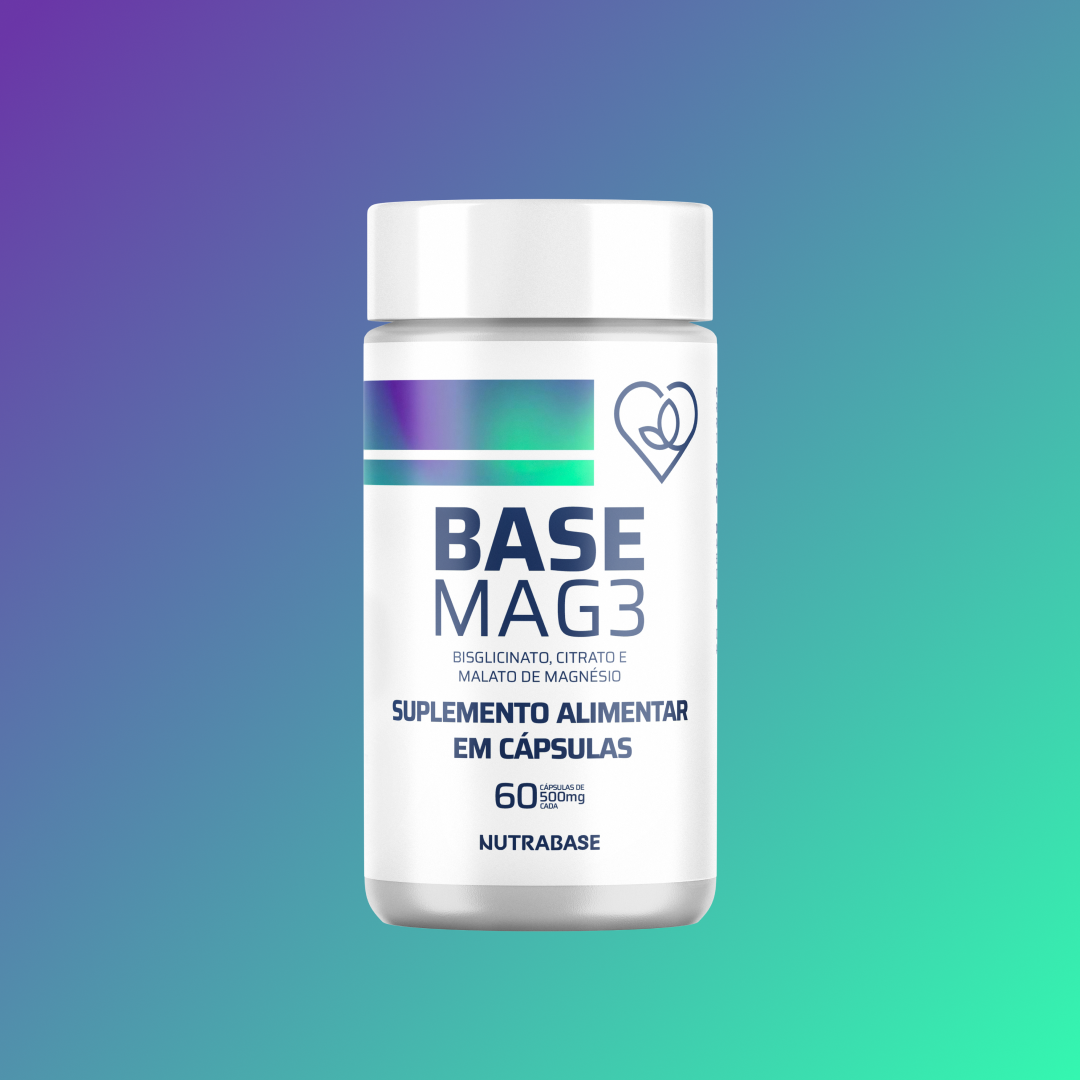 Base MAG3 500mg | Bisglicinato, Citrato + Malato de Magnésio Nutrabase