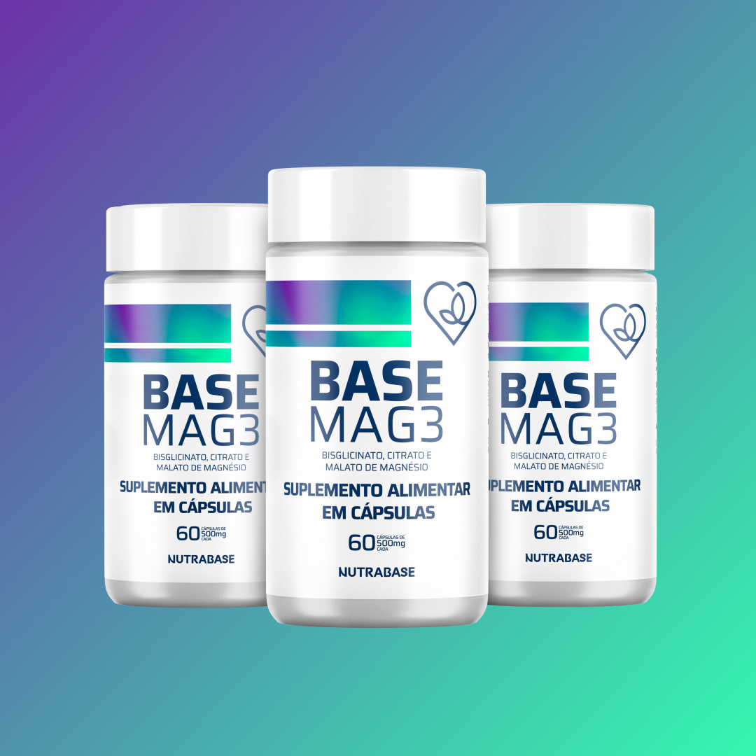 Base MAG3 500mg | Bisglicinato, Citrato + Malato de Magnésio Nutrabase