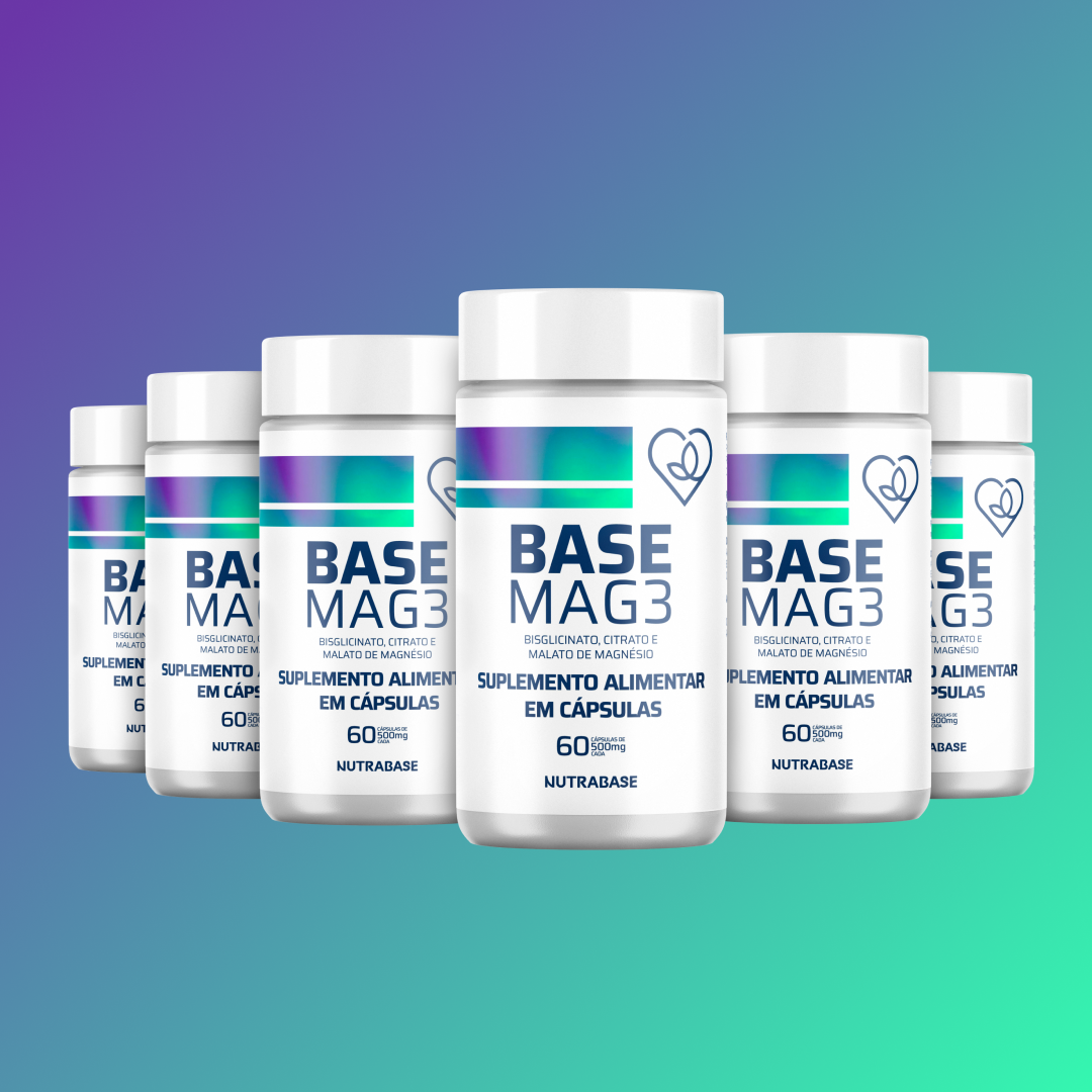 Base MAG3 500mg | Bisglicinato, Citrato + Malato de Magnésio Nutrabase